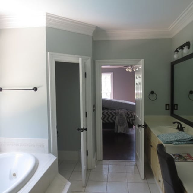 bathroom painting, interior painting, Summerfield, sea salt paint color, professional painter, Triad