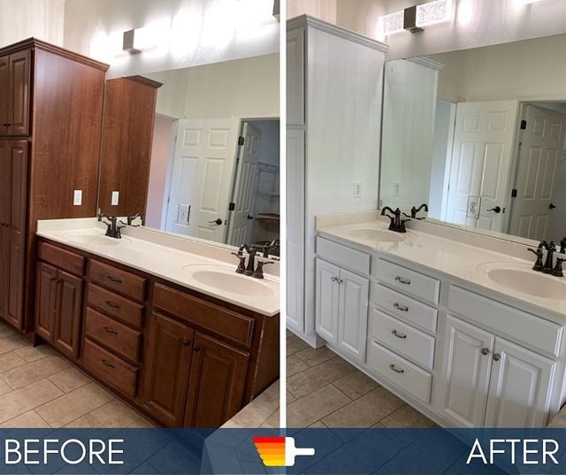 Bathroom Cabinets painting before and after