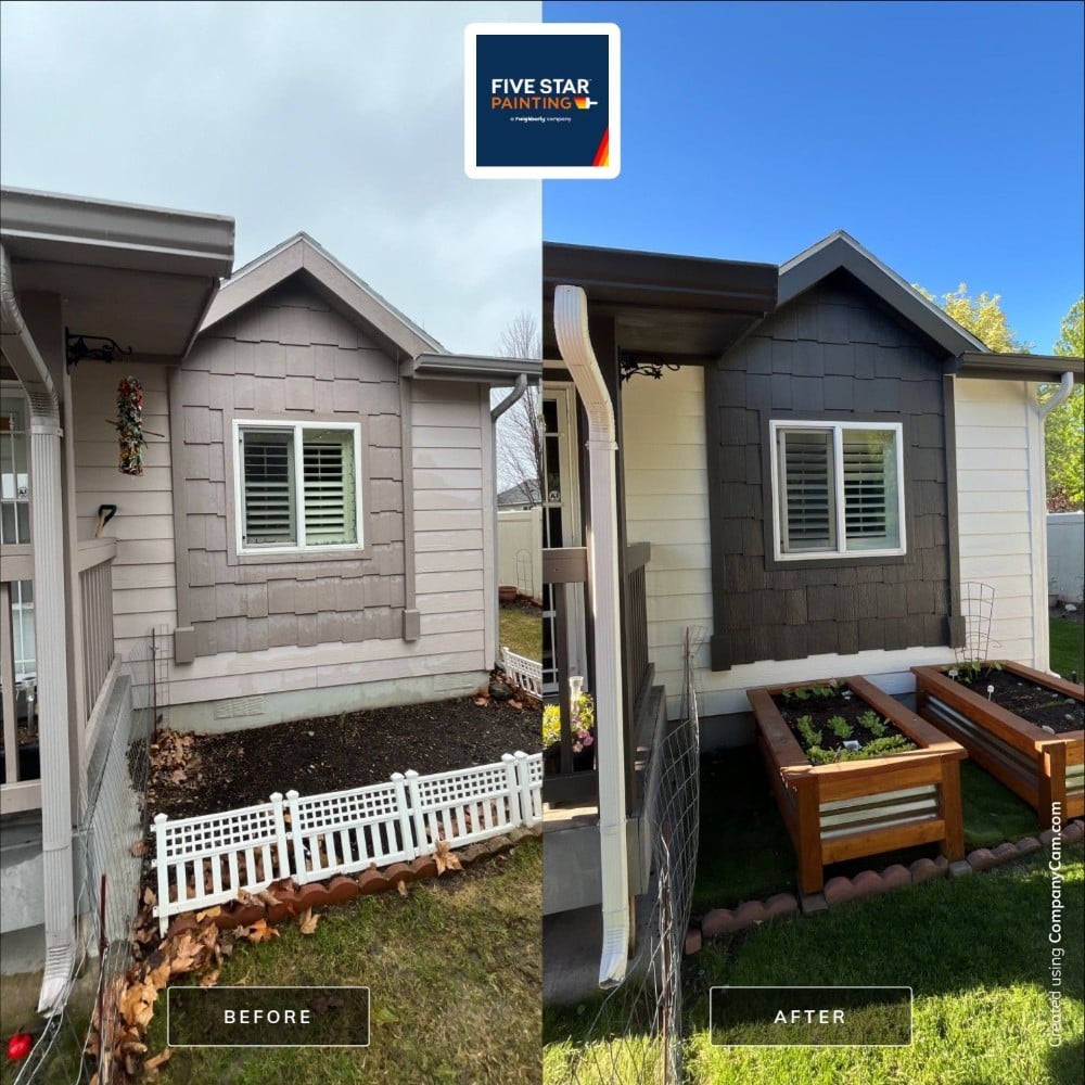 siding, trim, siding paint, trim paint, exterior, exterior painting, sherwin williams, residential, before and after, idaho, north idaho