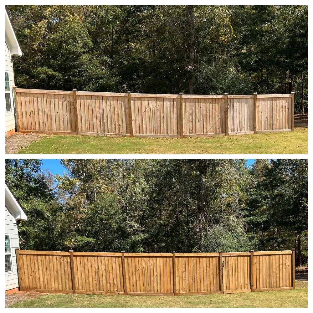 Before and After Pictures of a Stained Fence