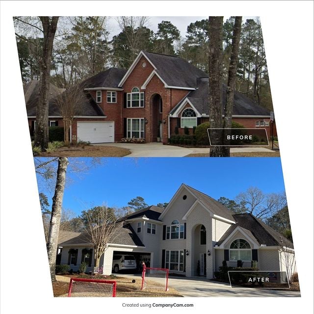 before and after white house with black roof