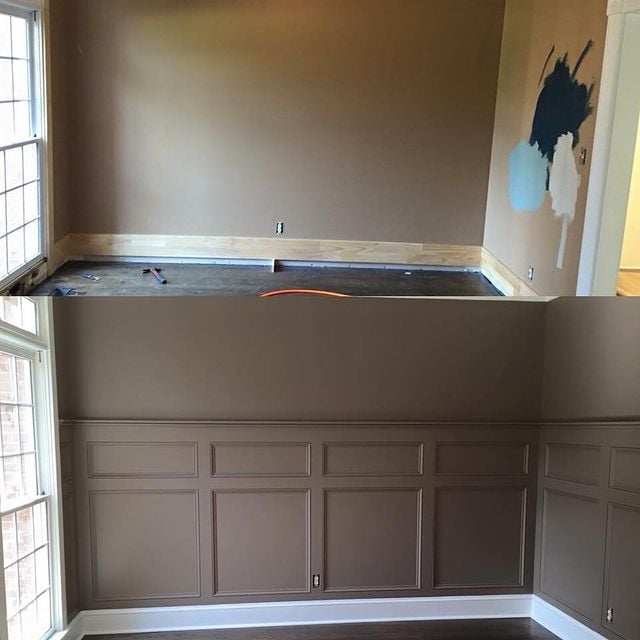 Before and after brown wall