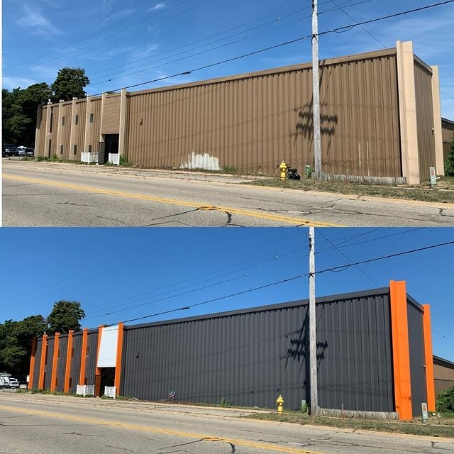 Before and after commercial painting project