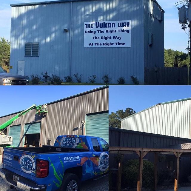 Before and after exterior of commercial building