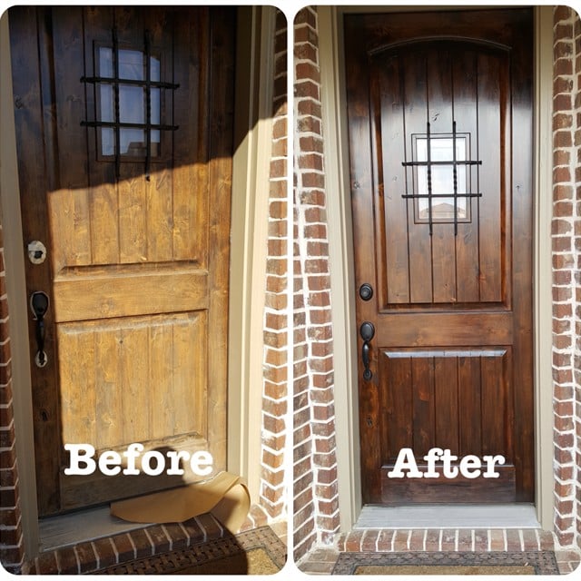 Before and after wooden front door