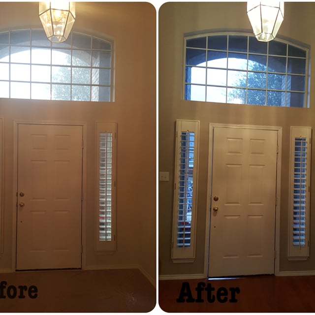 Before and after home entrance repainting