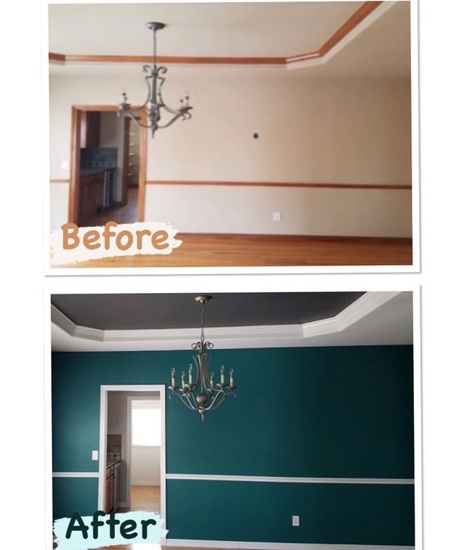 Before and after interior painting project