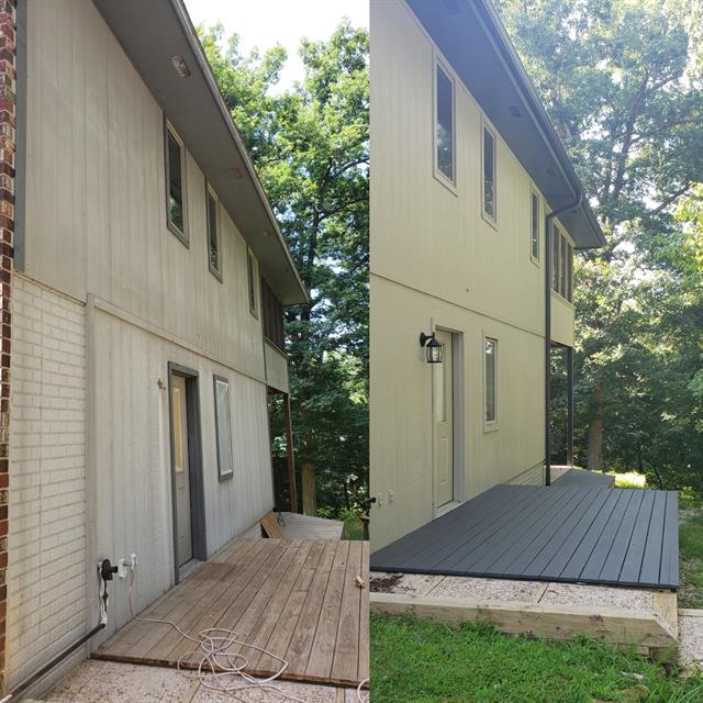 Enhance your home by power washing and painting the front and updating your deck with a dark caviar by Sherwin Williams