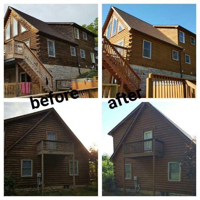 Before and after of log cabin