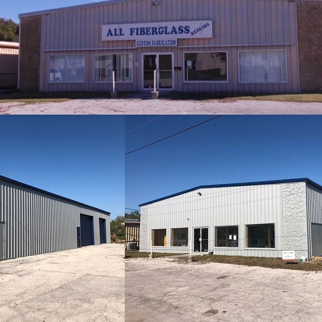 Before and after pictures of a commercial building