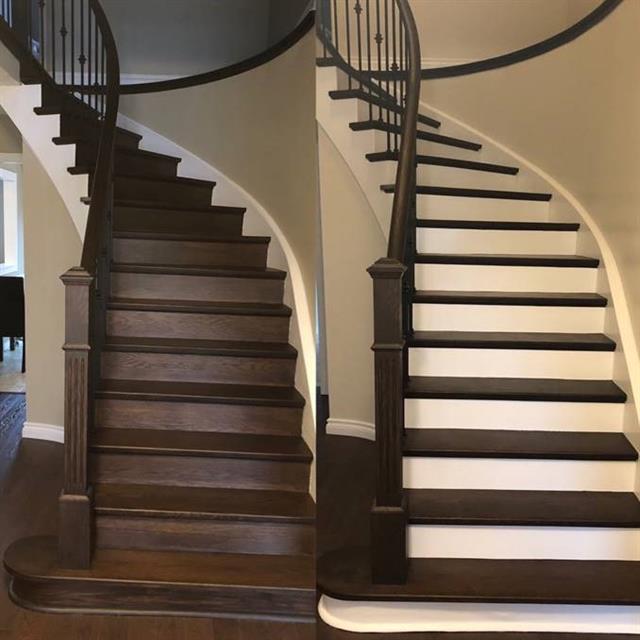 Before and after staircase paint job