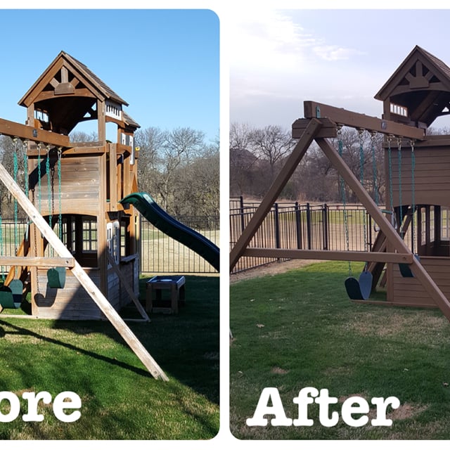 Before and after wooden playground