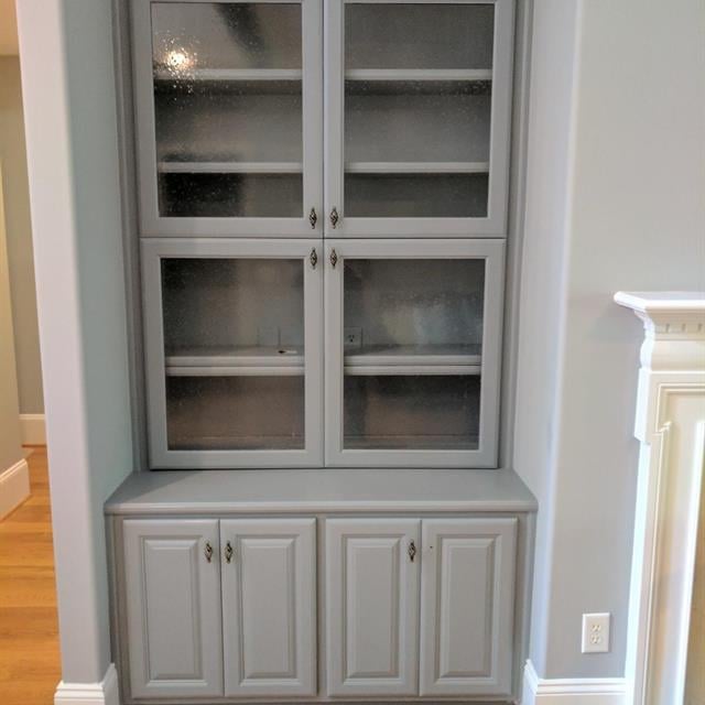 Dish cabinet painted blue gray