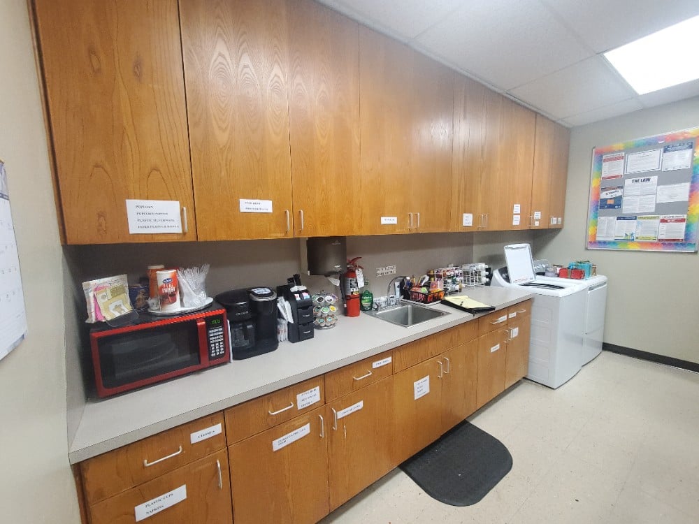 Church cabinets in a project room.