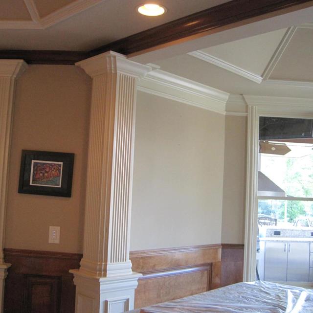 Crown moulding and beams