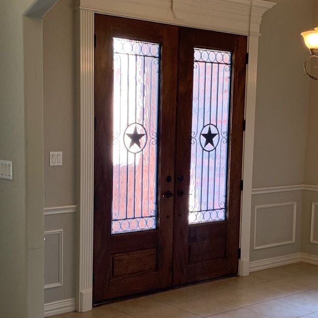 French doors with new stain