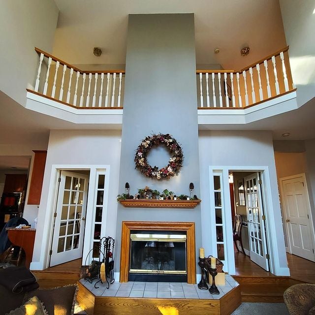 Delaware Painting, Residential Painting, High Ceiling, Interior Painting, Color Consultation, Color Consultant, Remodeling, Expert Painting, Living Room, Fireplace, 19707