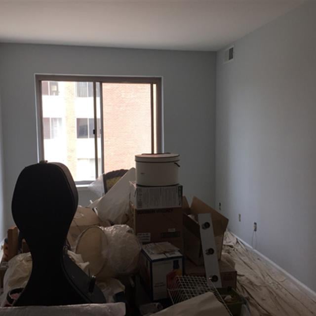 Grey painted room with white ceiling