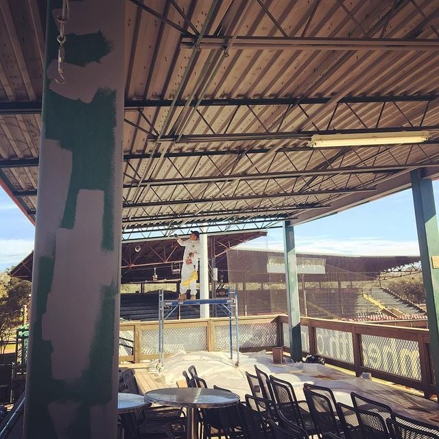 Historic Grayson Stadium getting a little bit of paint today!  #fivestarpainting #fivestarsav #sherwinwilliams #savannah #graysonstadium #savannahbananas #baseball #paintlife