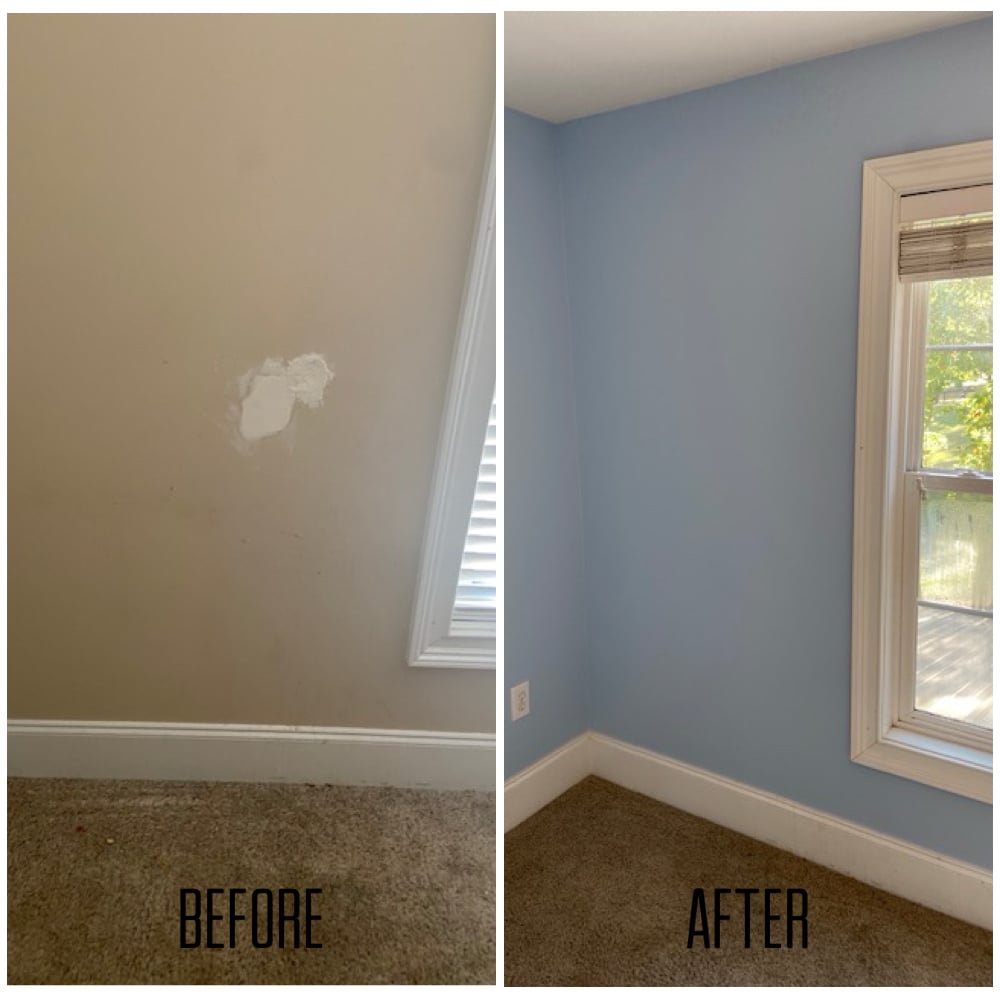 Drywall repair and wall recoat custom color Auburn Alabama