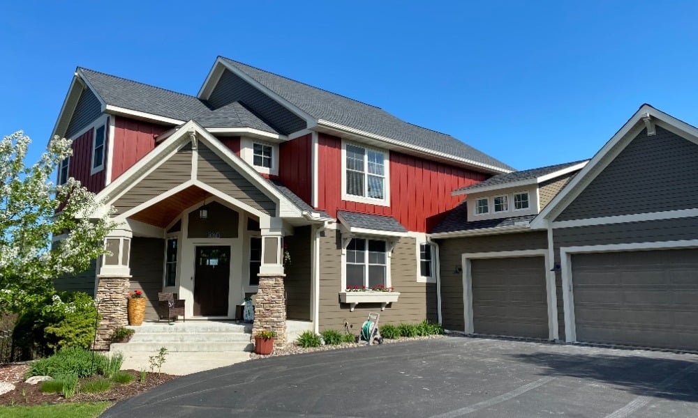 Red and Brown House with Cream Trim