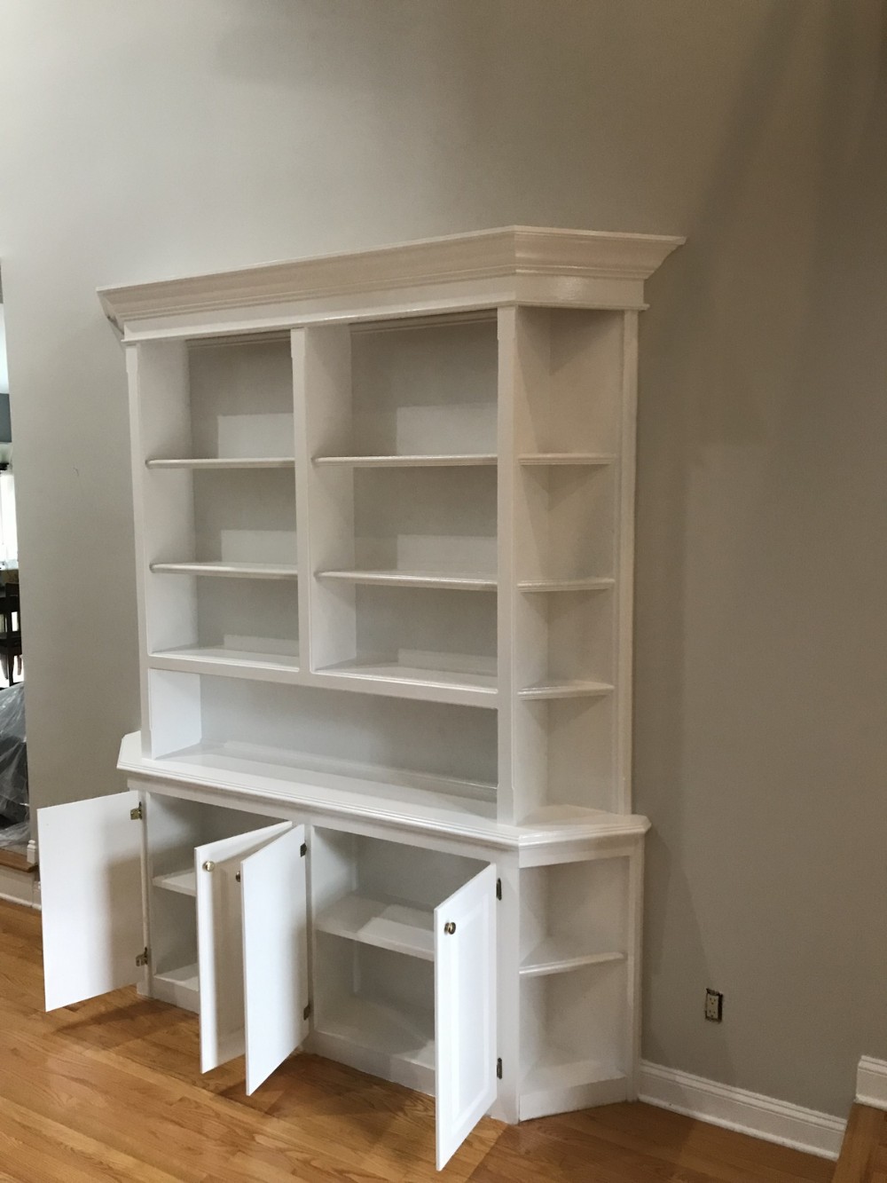 White cabinets living room