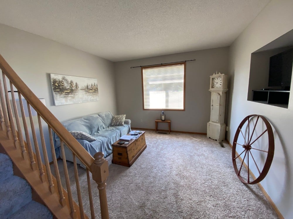 Living room with gray walls