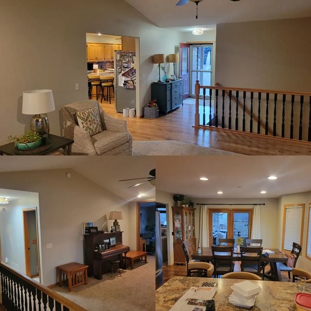 Multiple photos of completed interior painting project inside a home