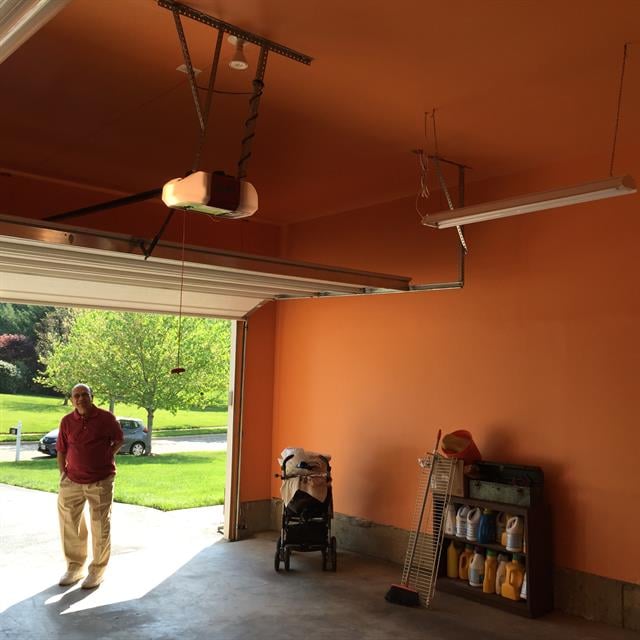 Orange painted garage