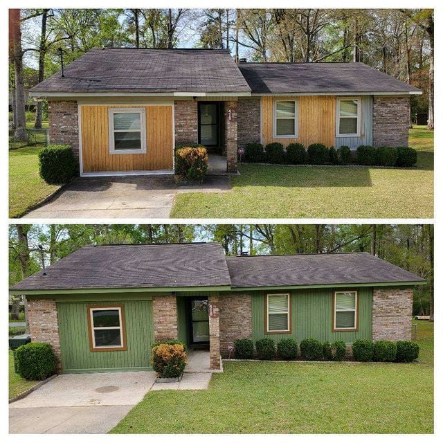 Painted home exterior before and after