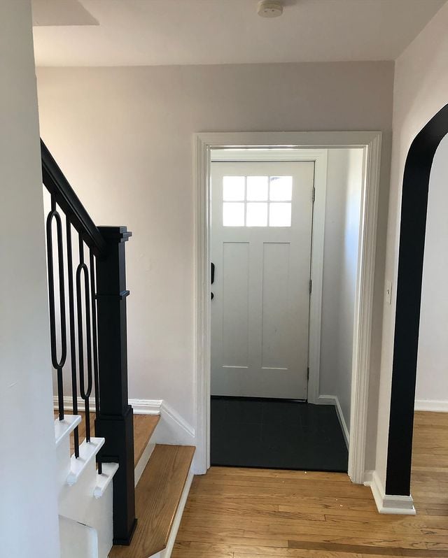 Painted staircase and entryway