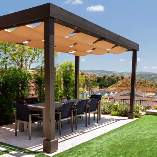 Pergola overlooking mountains