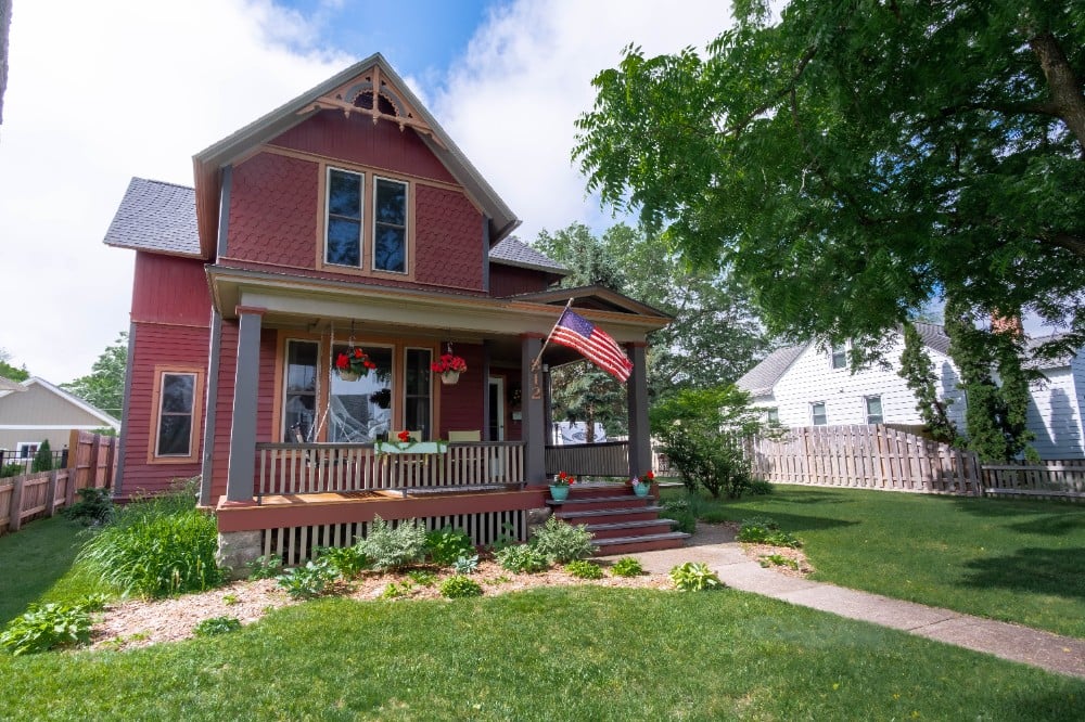 Red and grey home exterior