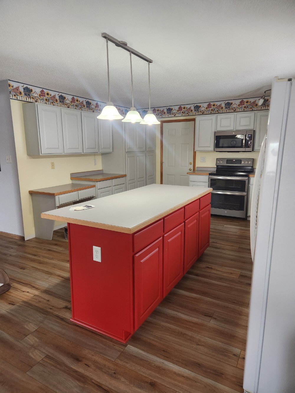 Red interior cabinets