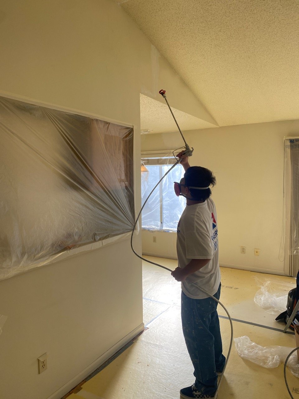 Spraying living room