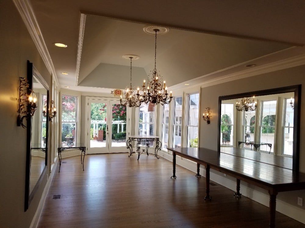 Weding Dining Hall We services Raleigh, Durham, Chapel Hill, Wake Forest, Brier Creek, Hillsbourough, Pittsboro, Rolesville with Sherwin Williams, Ben Moore paints for Interior, Exterior, cabinets, Decks,