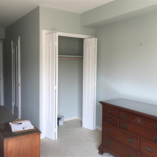 Wooden cabinets and white door