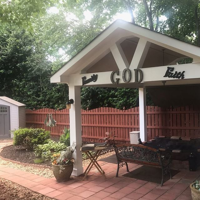 backyard with white gazebo