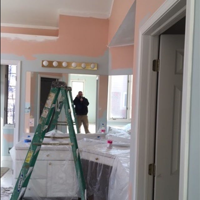 bathroom-pink paint in progress