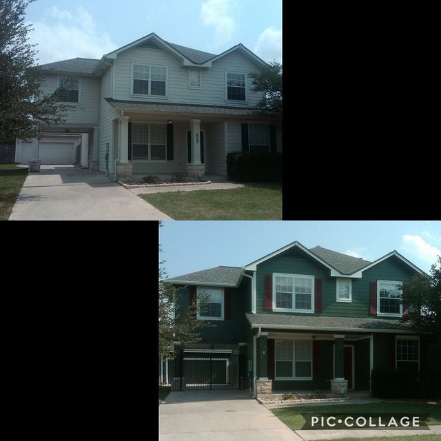 before and after green house with brown shutters