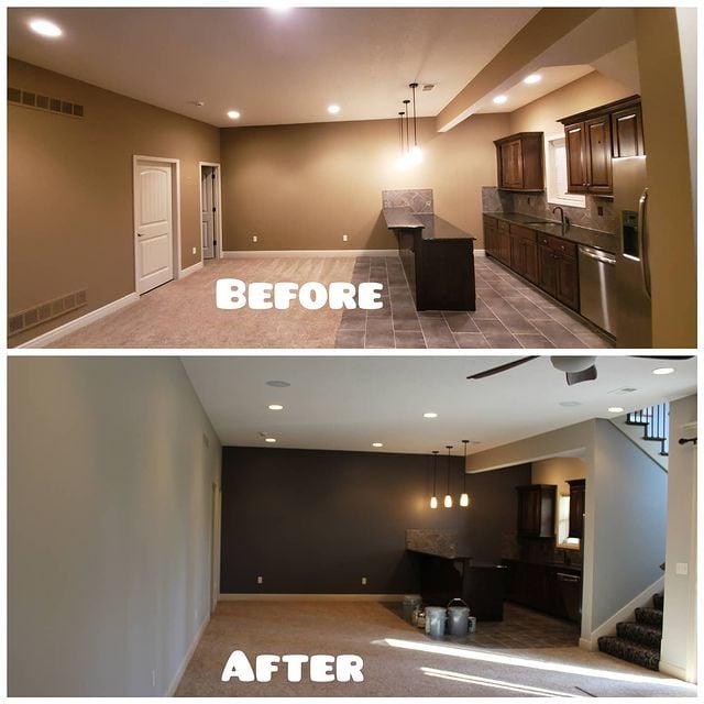 before and after grey and black room