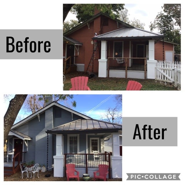 before and after grey house with white accents