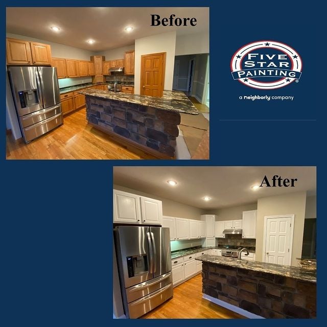 before and after kitchen cabinets painted white