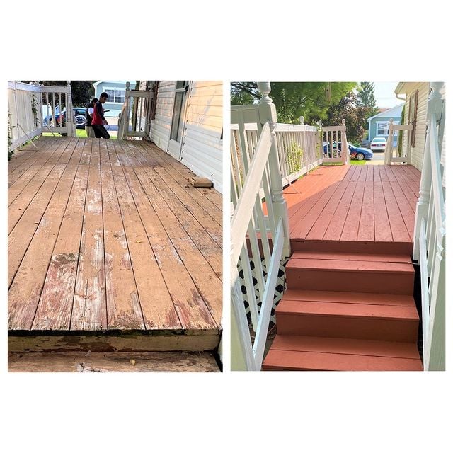 before and after orange deck