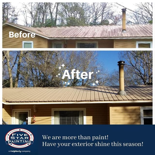 before and after power washed roof