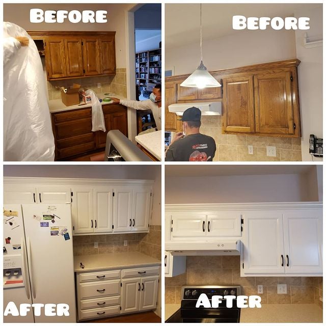 before and after white kitchen