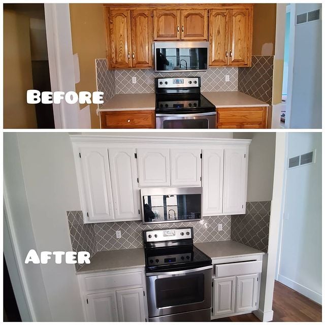 before and after white kitchen cabinets