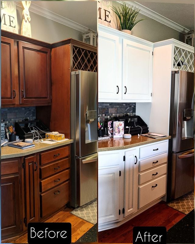 before and after white kitchen cabinets