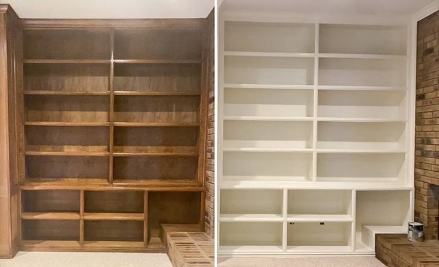 before and after white shelves