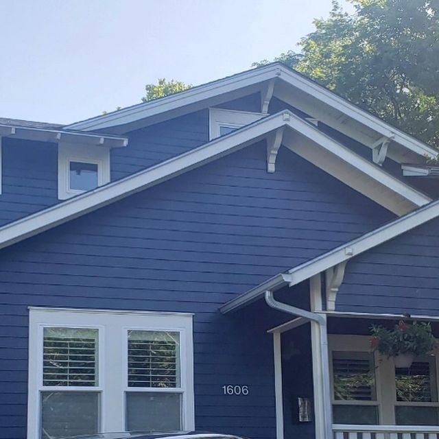 blue exterior with white trim